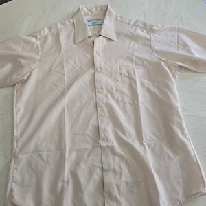 Vintage Sears Perma-Prest Ultressa Cream Short Sleeve Button Up Shirt 17 Regular